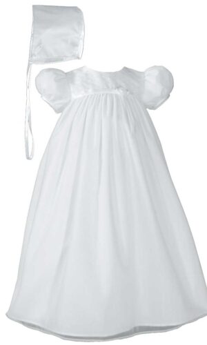 Baby Girls White Embroider Taffeta Christening Dress