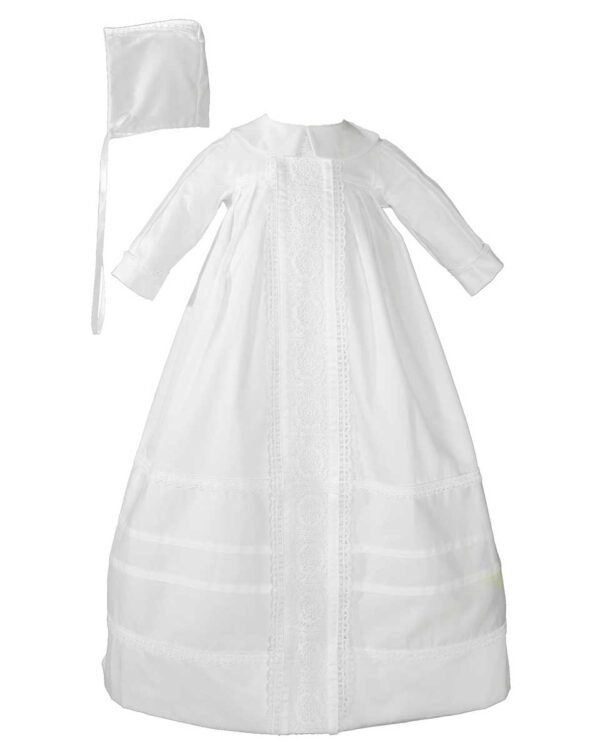 Cotton Sateen Bishop’s Christening Baptism Gown and Bonnet