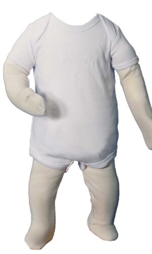 Unisex Cotton Knit Christening Onesie Coverall with Embroidered Cross