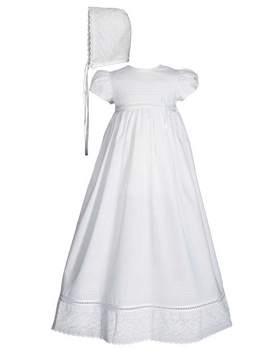 Girls 30? White Cotton Dress Christening Gown Baptism Gown with Lace