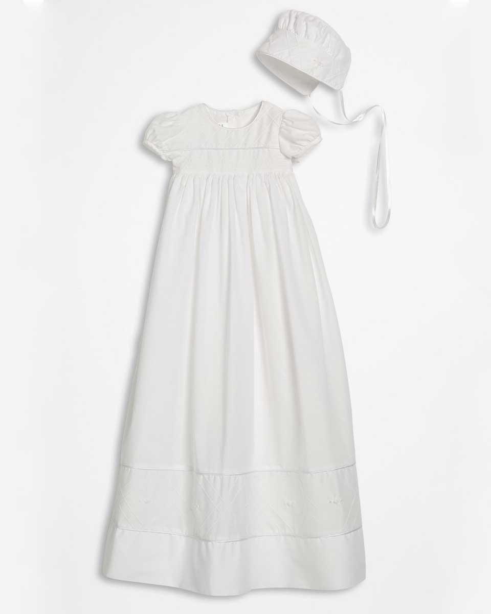 Girls 34? Cotton Dress Christening Gown Baptism Gown with Hand Embroidery