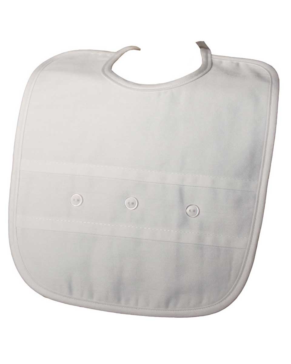 White Cotton Sateen Bib with Buttons