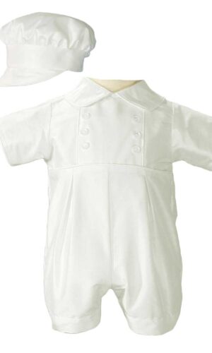 Boys Silk Christening Outfit Christening Baptism Romper with Hat