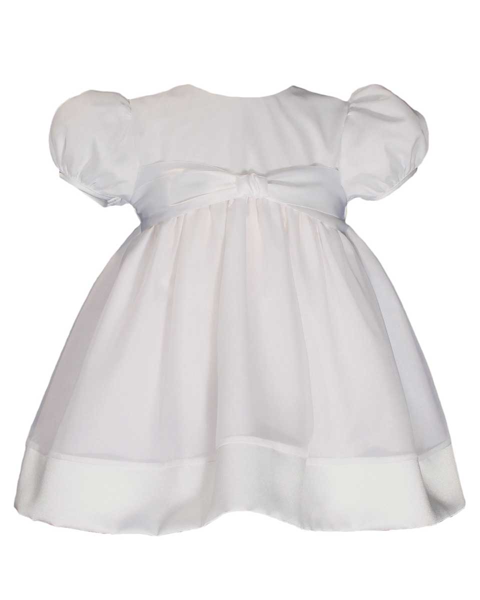Girls Cotton Day-length Organza Dress Christening Gown Baptism Gown with Satin Hem