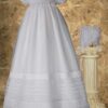 Girls 34? Poly Cotton Organza Christening Gown with French Lace and Pin Tucking