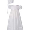 Girls 24? Poly Cotton Christening Baptism Gown with Lace Collar and Hem
