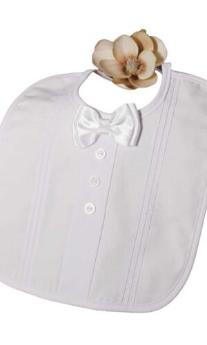 Christening Bib with Bow Tie and Pintucking
