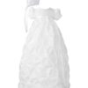 Girls White Polyester Taffeta Christening Baptism Gown with Rosettes and a Bonnet