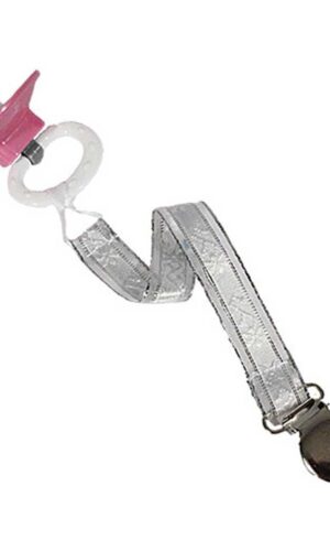 Unisex Universal Elegant and Fancy Pacifier Clip – White/Silver