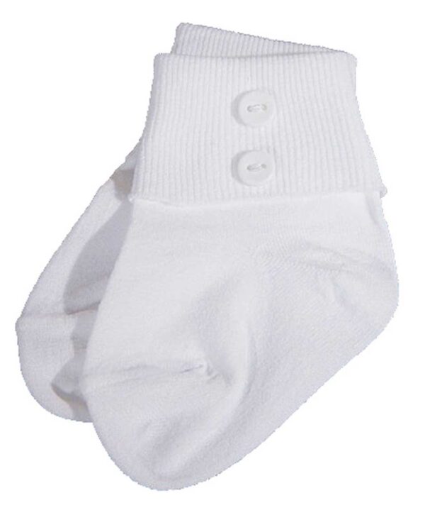 Boys White Anklet Socks with Buttons
