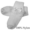 Girls Cotton or Nylon Special Occasion Anklet Socks with Lace and Pearl Bow