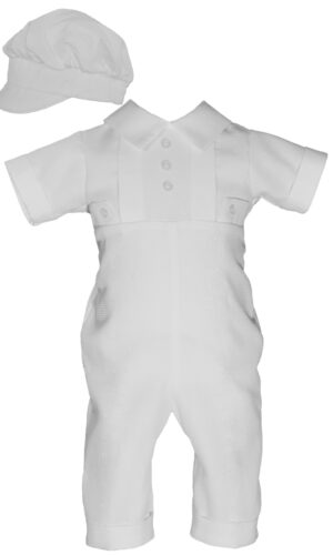 Boys Waffle Pique Christening Baptism Coverall Hat