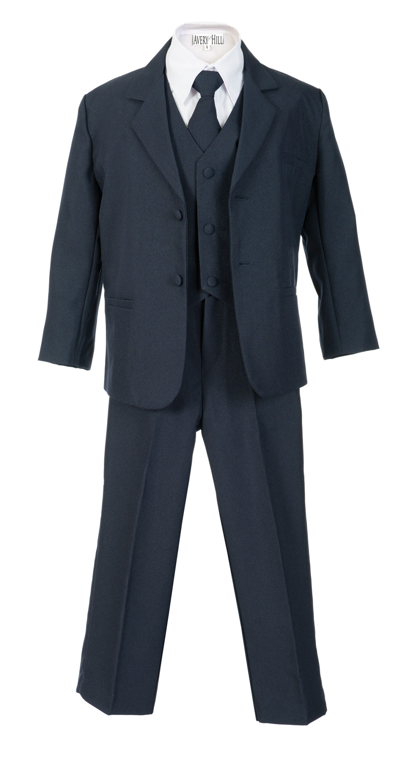 Avery Hill Boys Formal 5 Piece Suit with Shirt and Vest Navy - 8