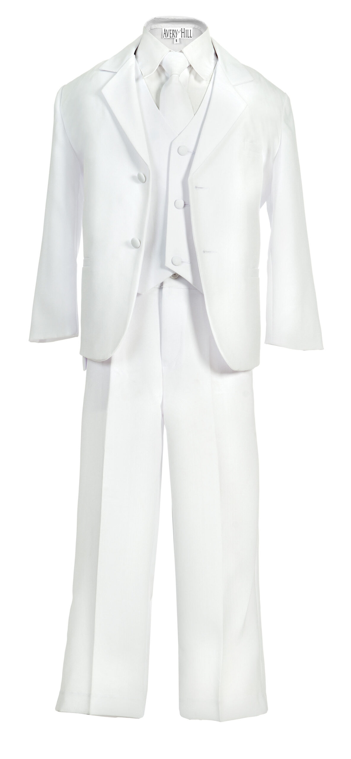 Avery Hill Boys Formal 5 Piece Suit with Shirt and Vest White - M