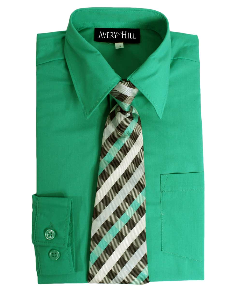 Avery Hill Boys Long Sleeve Dress Shirt with Windsor Tie