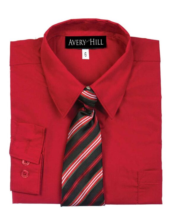 Avery Hill Boys Long Sleeve Dress Shirt with Windsor Tie
