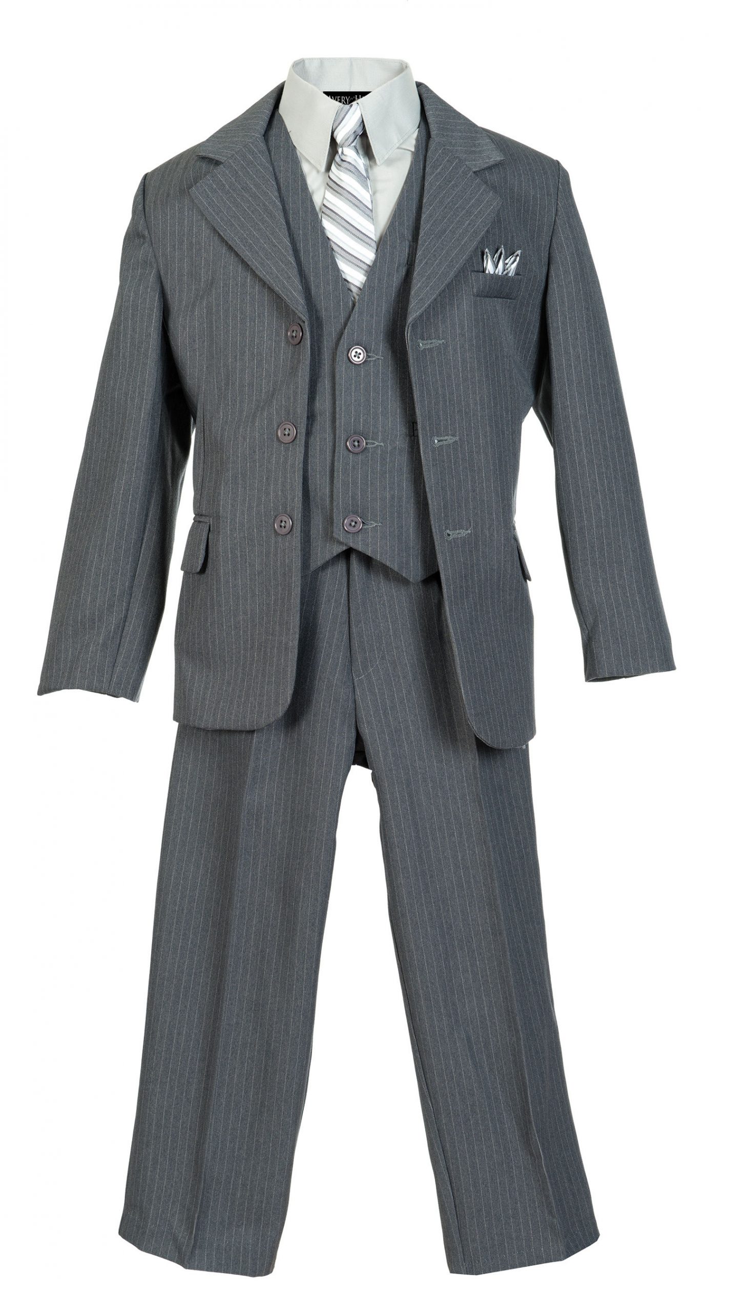Boys Pinstripe Suit Set with Matching Tie LTGY 3T