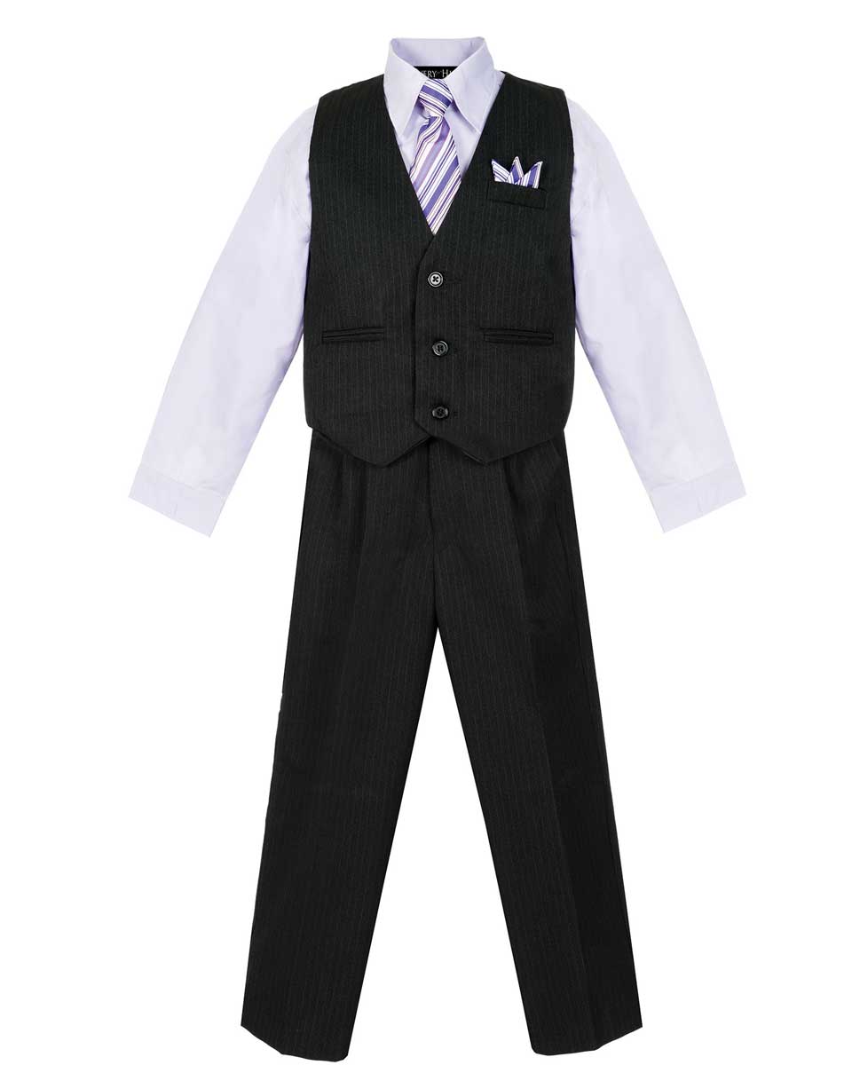 Boys’ 4 Piece Pinstripe Vest Set