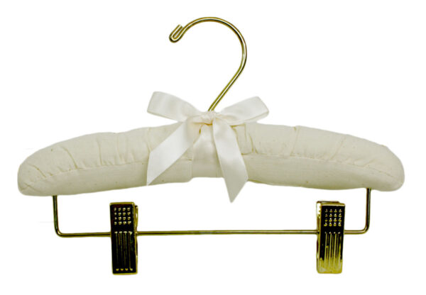 10″ Muslin Hanger with Gold Hook and Pant Clips