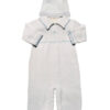Boy’s White Cotton Knit Christening Baptism Longall w/ White, Blue, or Gold Cross and Hat