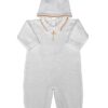 Boy’s White Cotton Knit Christening Baptism Longall