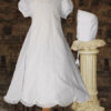 Girl 26" Cotton Heirloom Christening Gown with Hand Embroidery and Lace
