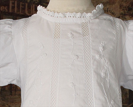 Girl 26" Cotton Heirloom Christening Gown with Hand Embroidery and Lace
