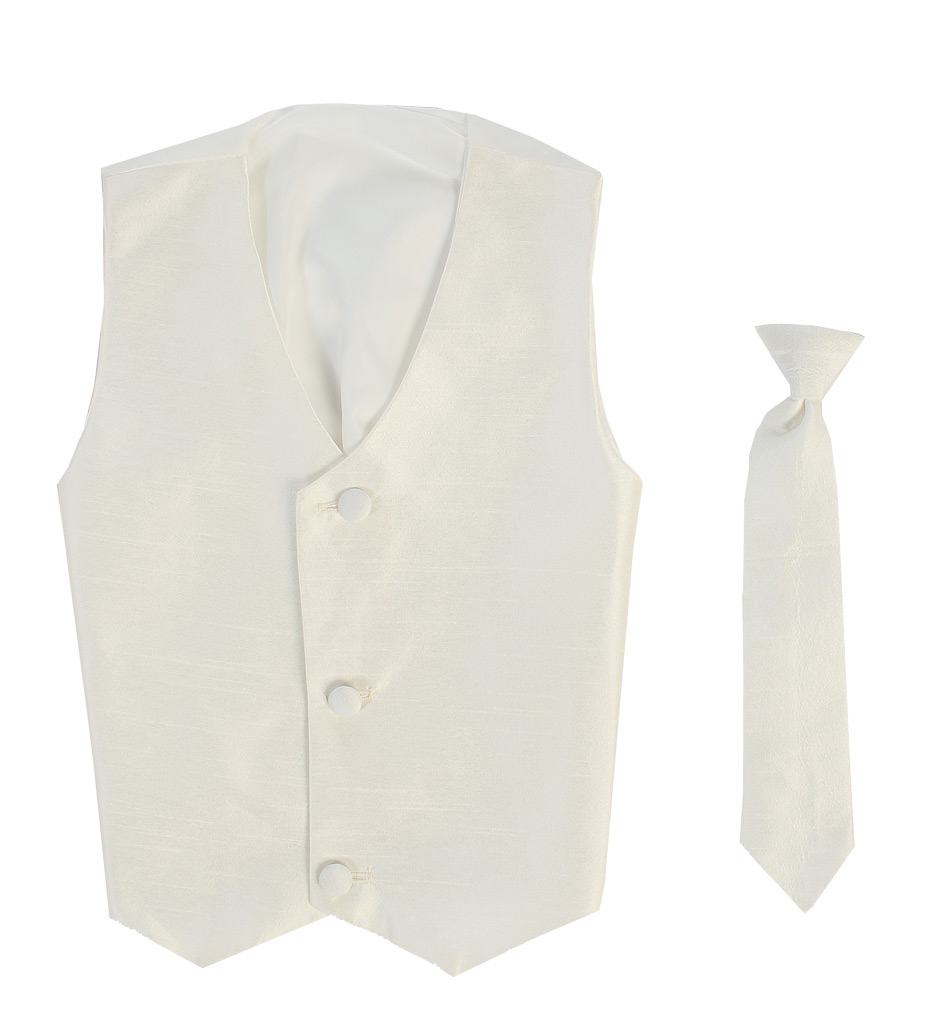 Vest and Clip On Baby Boy Necktie set - IVORY - 2T/3T