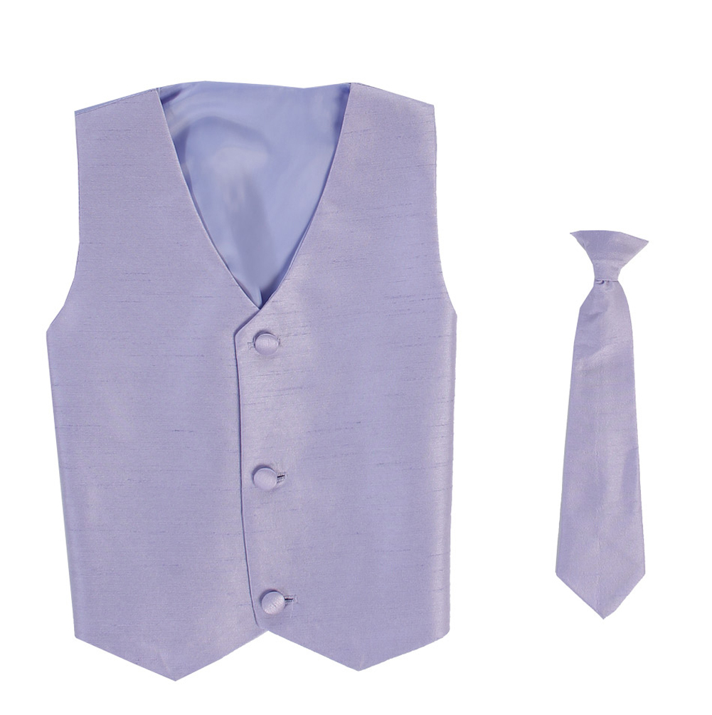 Vest and Clip On Baby Boy Necktie set - LILAC - 2T/3T