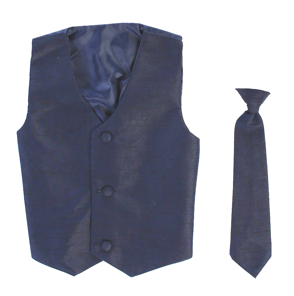 Vest and Clip On Baby Boy Necktie set - NAVY BLUE - 2T/3T