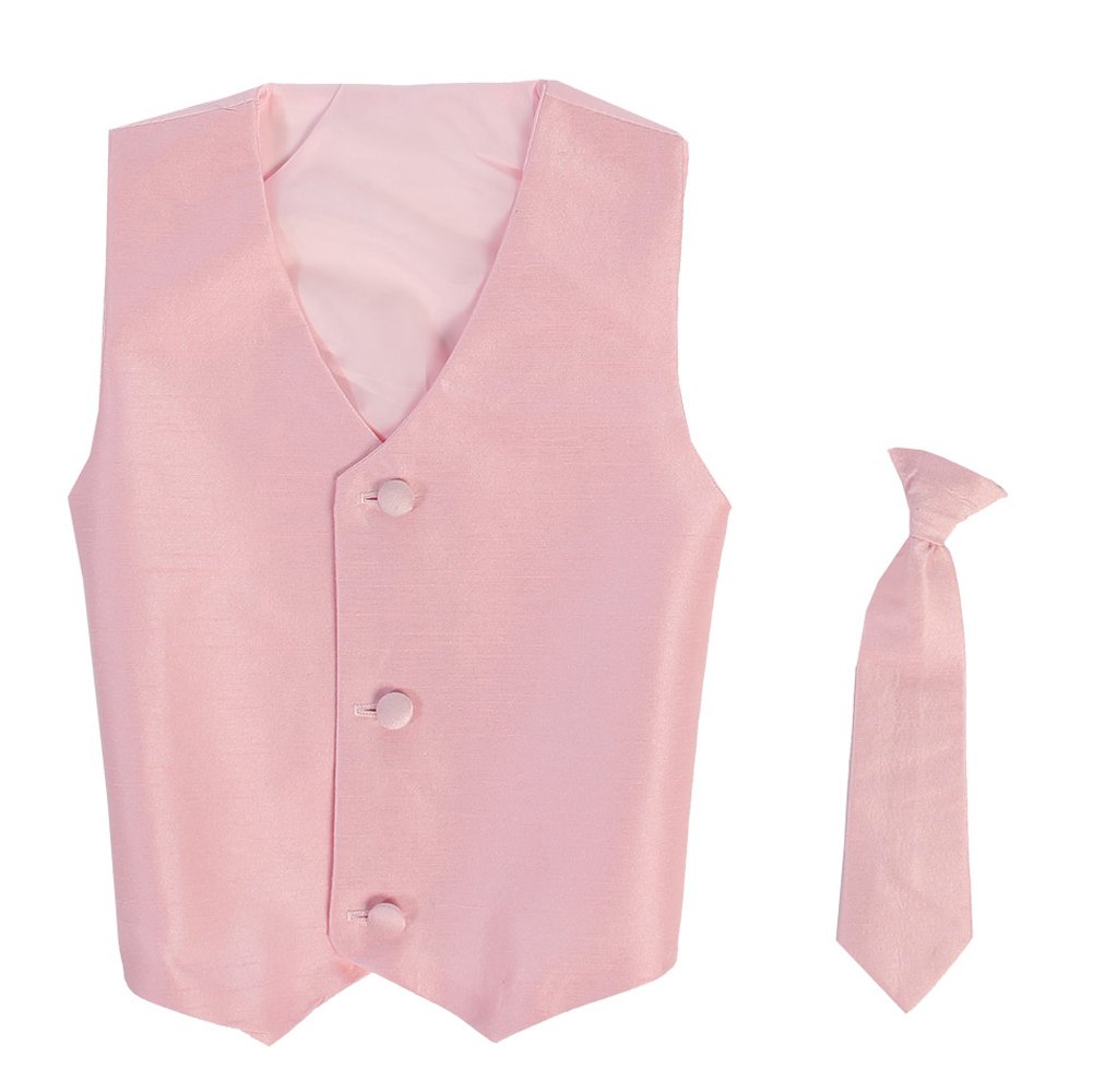 Vest and Clip On Boy Necktie set - PINK - 4/5