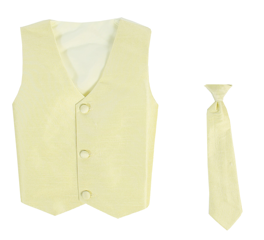 Vest and Clip On Baby Boy Necktie set - YELLOW - 2T/3T