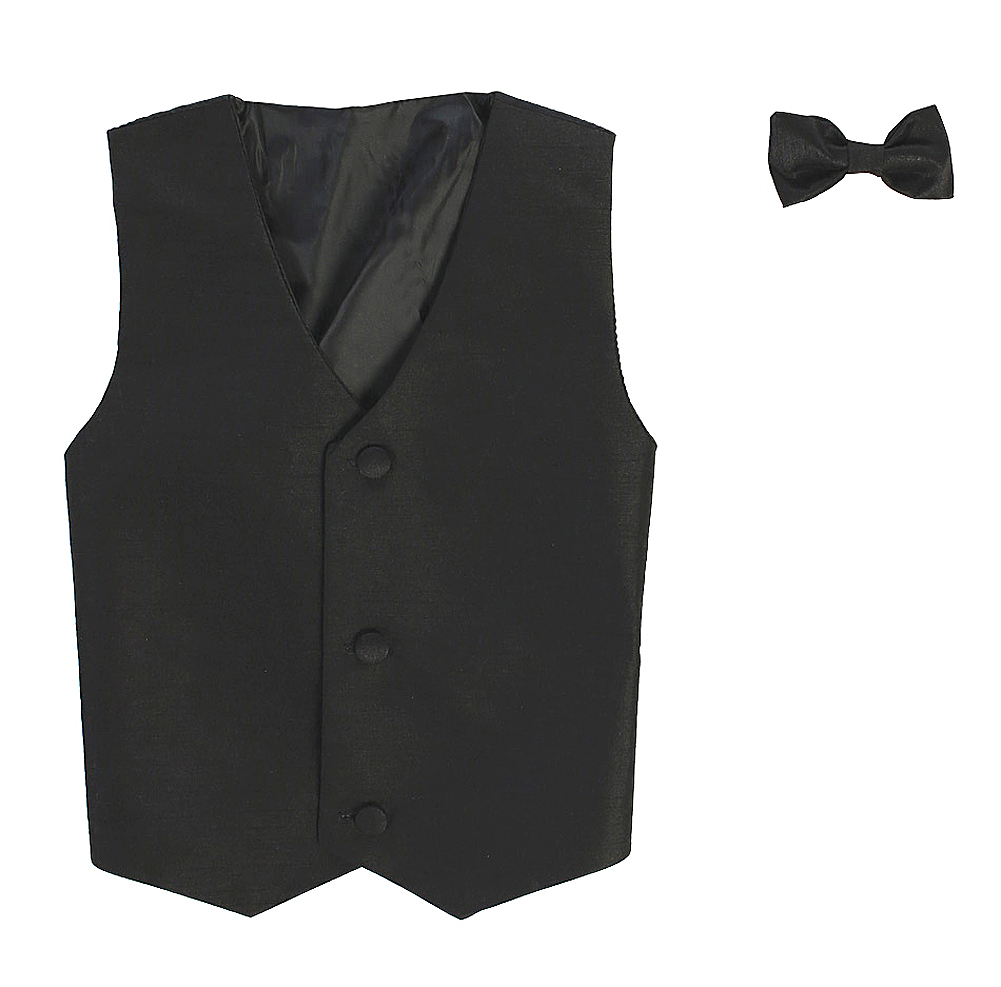 Vest and Clip On Bowtie Set - Black - 8/10