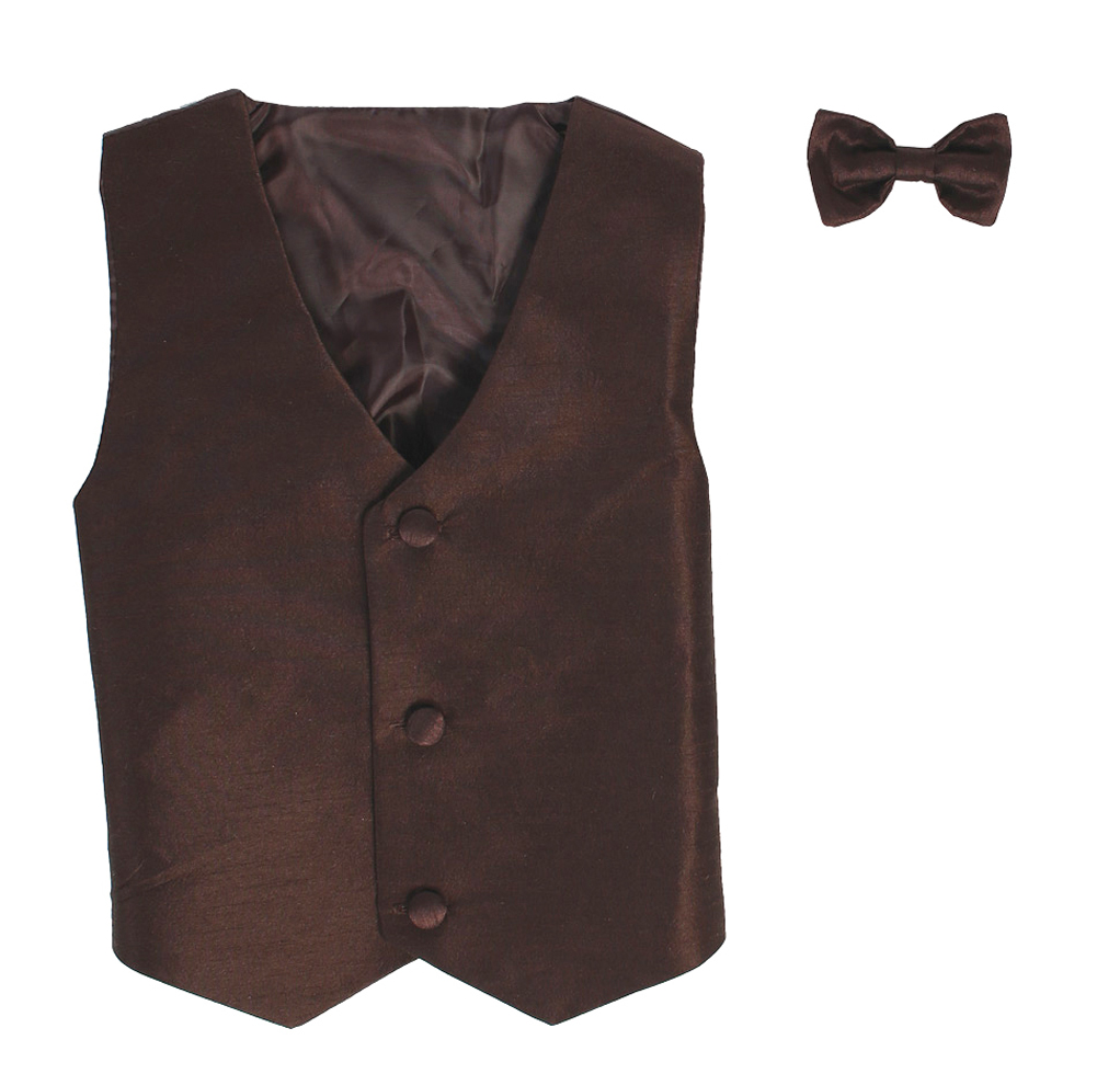 Vest and Clip On Bowtie Set - Brown - L/XL