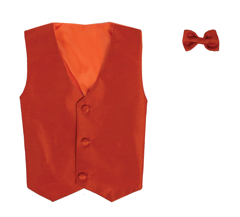 Vest and Clip On Bowtie Set - Burnt Orange - S/M