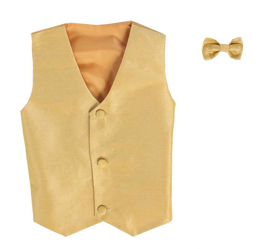 Vest and Clip On Bowtie Set - Gold - 2T/3T