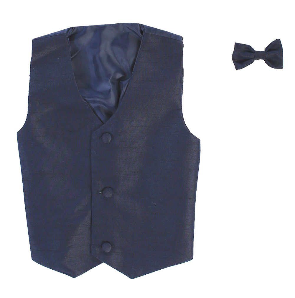 Vest and Clip On Bowtie Set - Navy Blue - L/XL