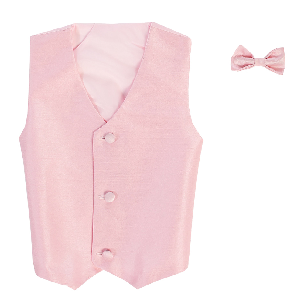 Vest and Clip On Bowtie Set - Pink - 2T/3T