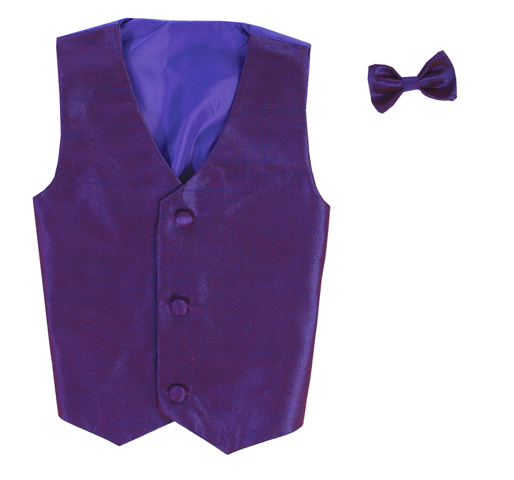 Vest and Clip On Bowtie Set - Purple - 2T/3T