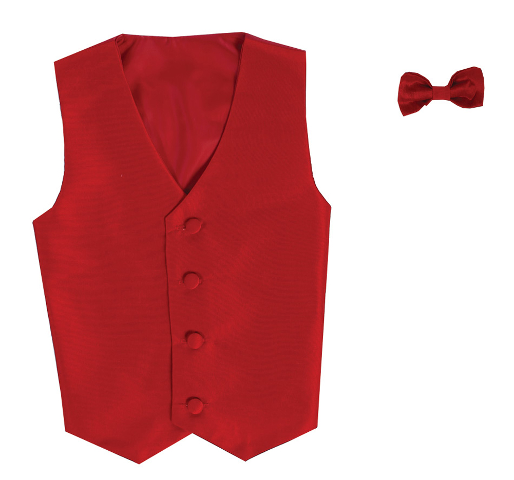Vest and Clip On Bowtie Set - Red - 4T