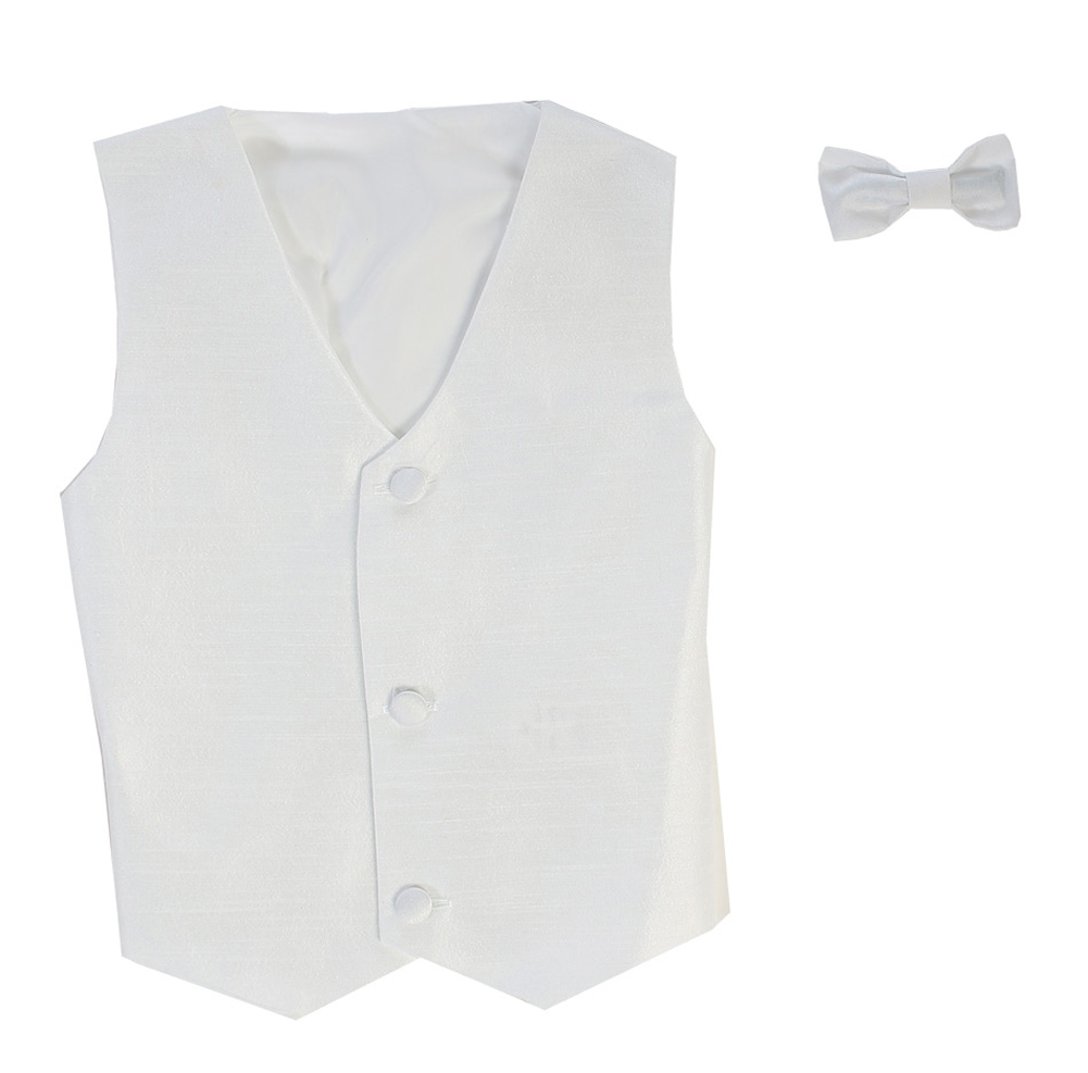 Vest and Clip On Bowtie Set - White - 12/14