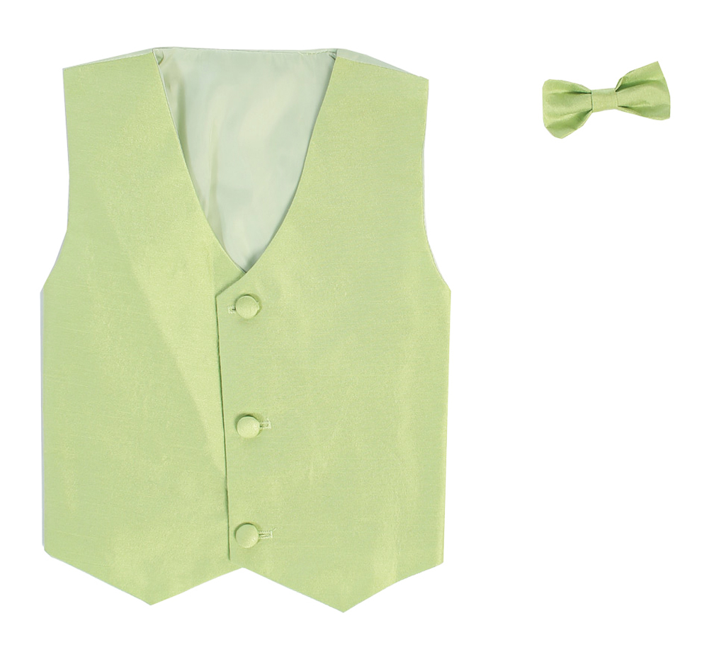 Vest and Clip On Bowtie Set - Apple Green - 2T/3T