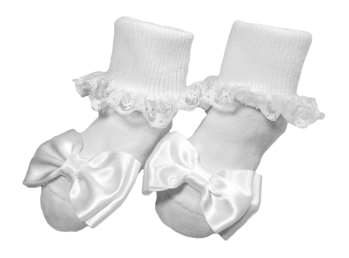Girls Cotton Special Occasion Socks with Lace and Bow