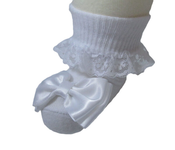 Girls Cotton Special Occasion Socks with Lace and Bow