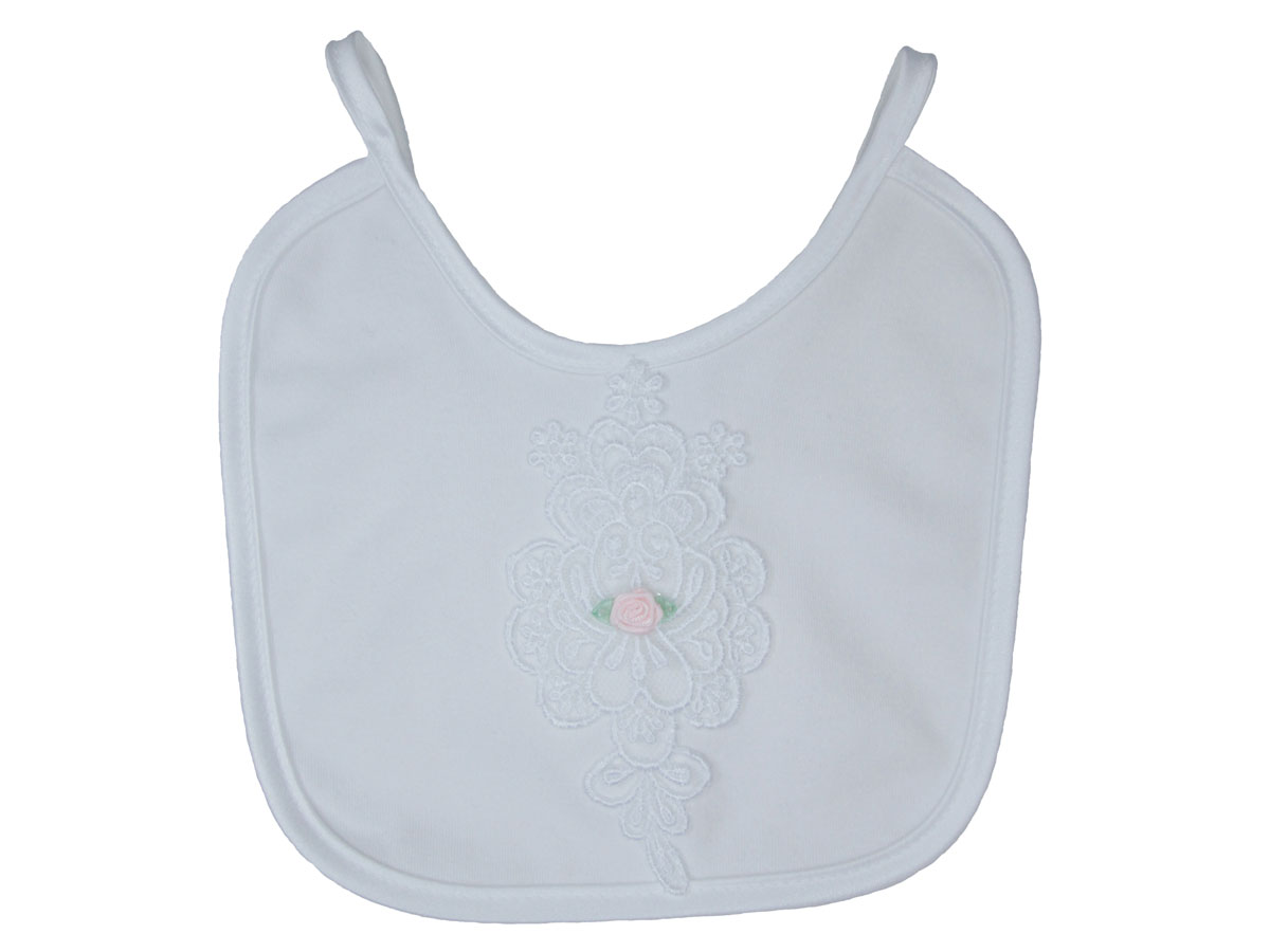 Baby Girls Bib with Flower and Applique