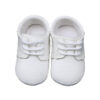 Baby Boys All White Genuine Leather Saddle Oxford Crib Shoe with Perforations