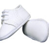 Baby Boys All White Genuine Leather Saddle Oxford Crib Shoe with Perforations