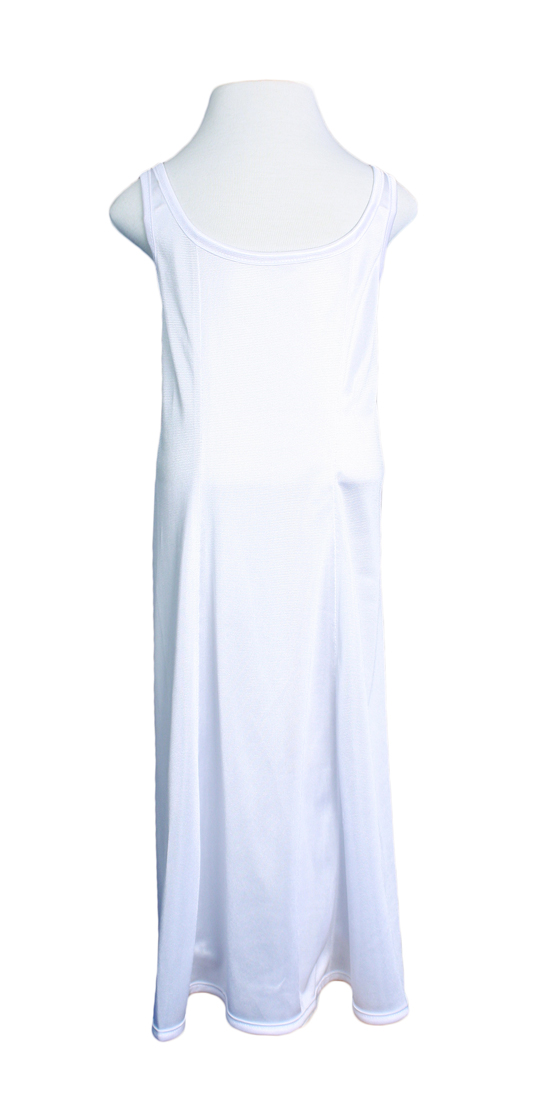 Girls White Simple Princess Style Tea Length Nylon Slip with Adjustable Straps - 4