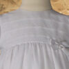 Girls 34" Poly Cotton Organza Christening Gown with French Lace and Pin Tucking
