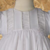 Girls 30" Poly Cotton Christening Gown with Organza Ruching Accents and Bonnet